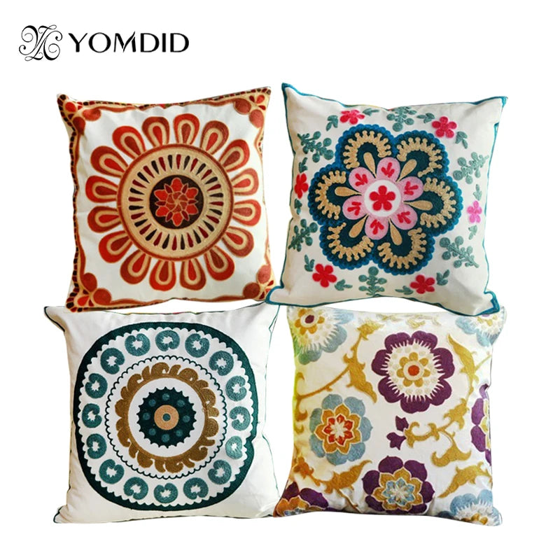 Hand-embroidered Decorative Pillow Covers