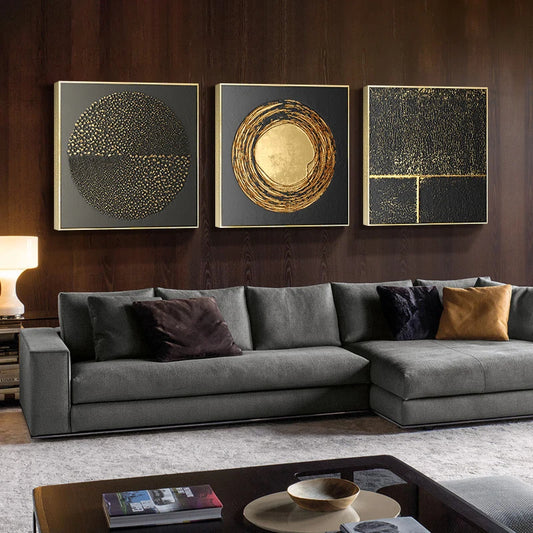 Nordic abstract Golden round Canvas Painting Prints