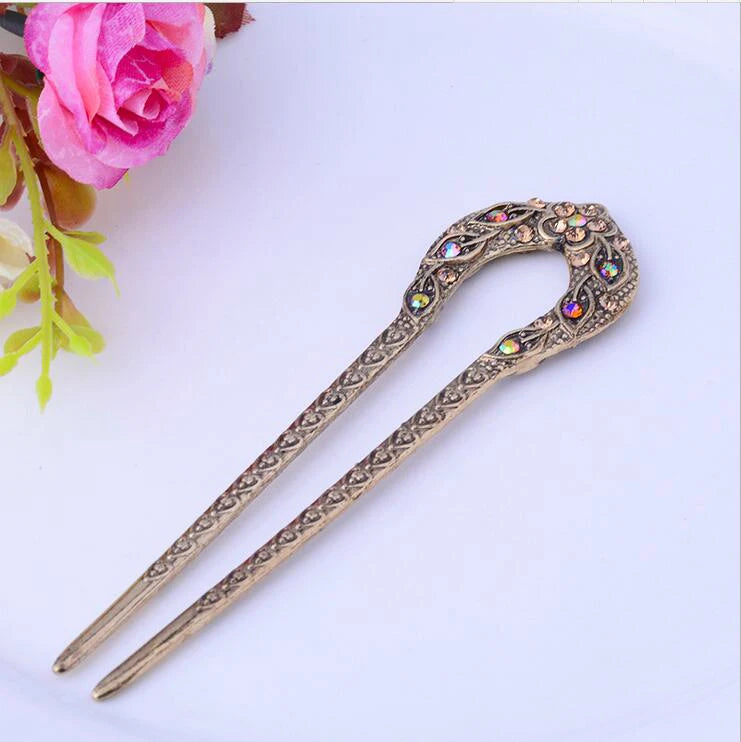 Vintage Antique Bronze Plated Hairpins