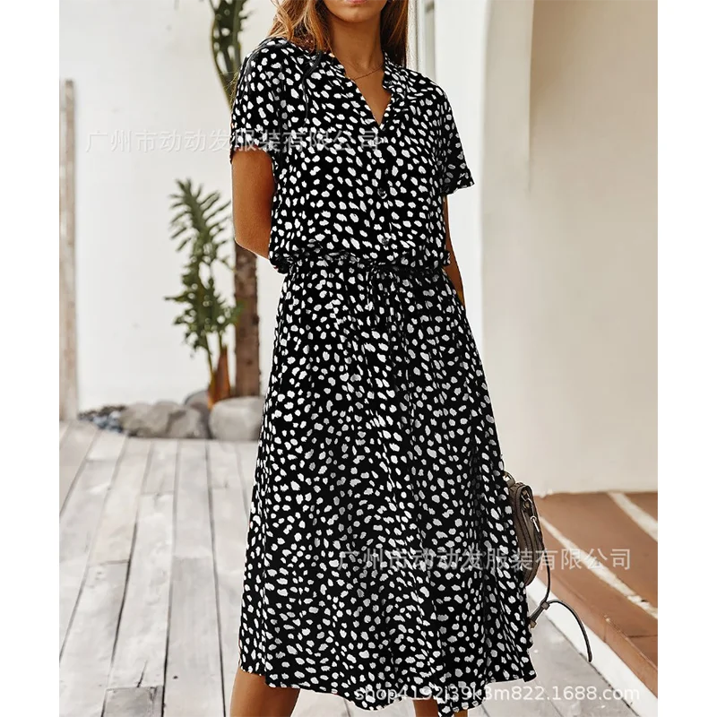 Bohemian Polka Dot Leopard Print Dress