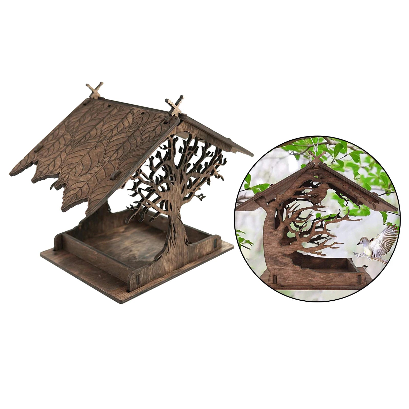 Birdhouse Bird Feeder Outdoor Patio Hanging Birds Ornament Feeding Tray