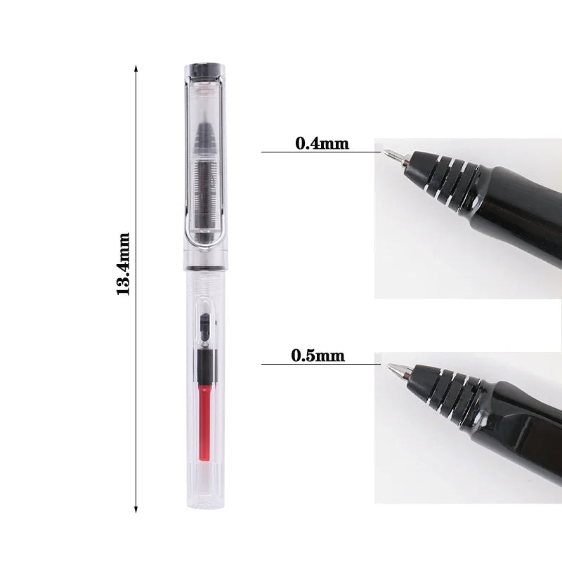 Fountain Pen-type Transparent Ballpoint Pen 0.4/0.5mm Roller Ball