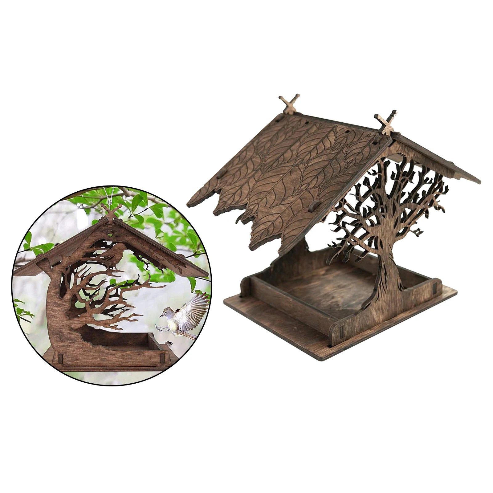 Birdhouse Bird Feeder Outdoor Patio Hanging Birds Ornament Feeding Tray