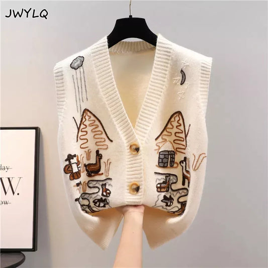 Sweater Knitted Vest Korean Fashion Cardigan