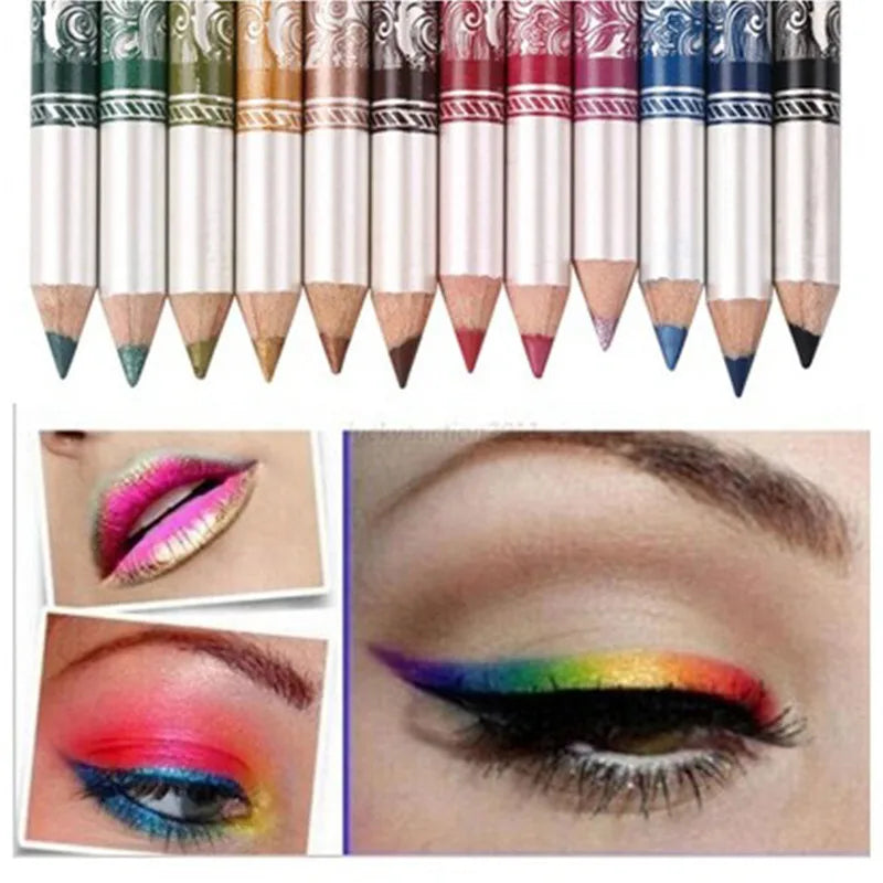 12 Pcs/Set Long Lasting Pigment Eye Liner Pencil, 12 Colors