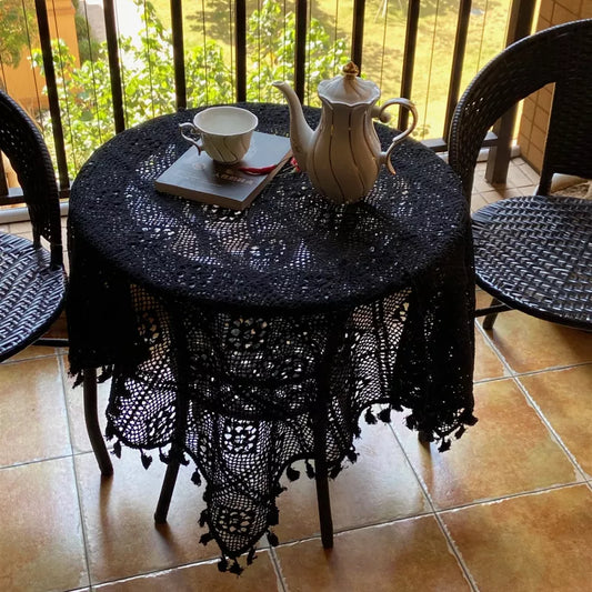 Pastoral Handmade Crochet Square Cotton Tablecloth