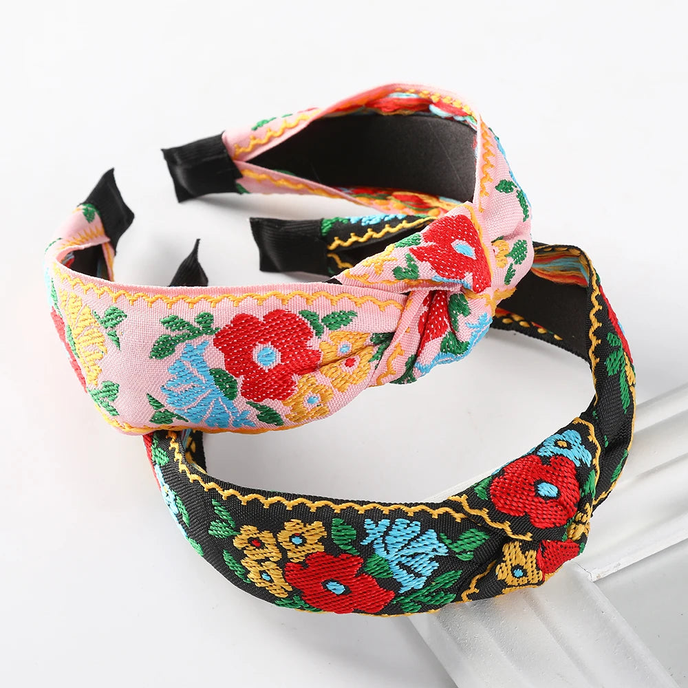 Bezel Vintage Floral Elastic Hairband