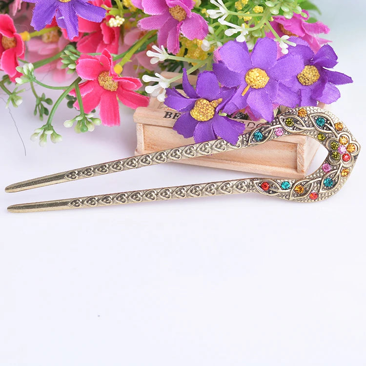 Vintage Antique Bronze Plated Hairpins