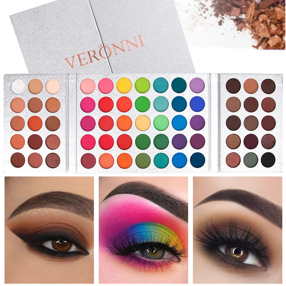 65 Colors Eyeshadow Palette, High Pigment Shimmer, Matte, Glitter