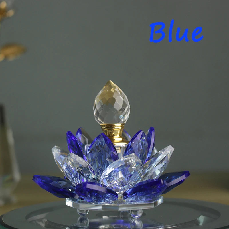 Colorful Rainbow Crystal Perfume Bottle Lotus Flower