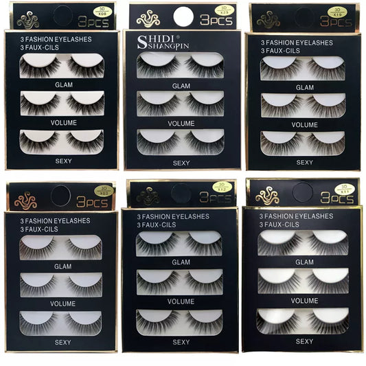 3D Faux Mink Hair Soft False Eyelashes 3 pairs 29 styles