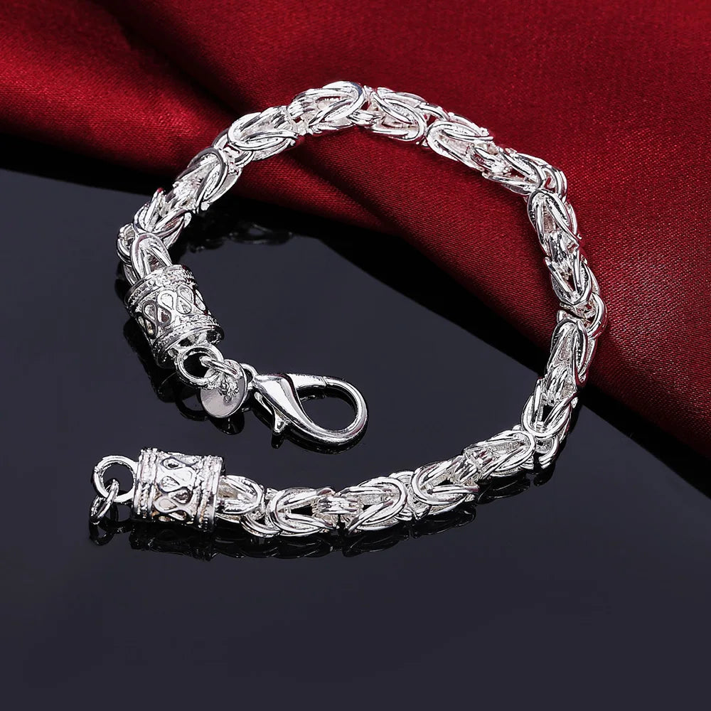 Classic 925 sterling Silver 6MM geometry chain necklace bracelet