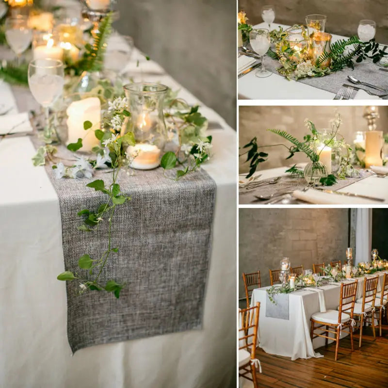 Rustic Burlap Lace Table Runner