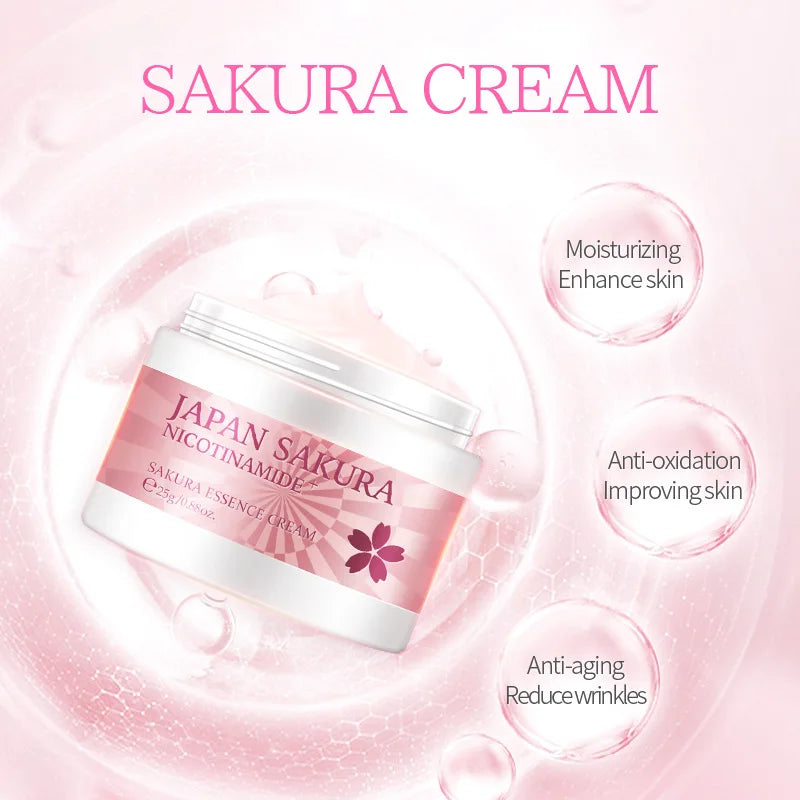 Cherry Blossom Essence Moisturizing Collagen Eye Cream, Face Serum, & Facial Cleanser