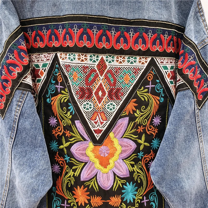 Embroidered Beaded Denim Jacket