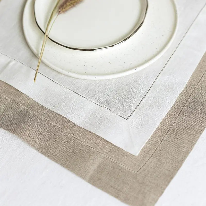 12 Pieces Hemstitched Linen Cocktail Napkins