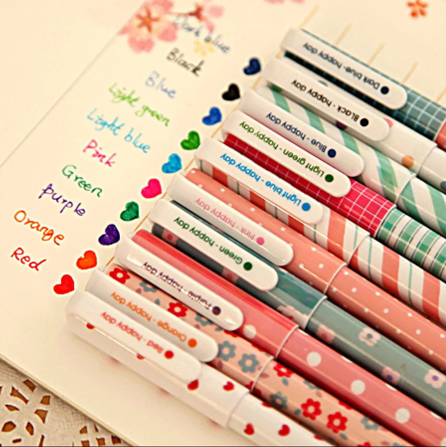 10 pcs/pack Color gel pen Animal, Starry, Sweet floral Pens 0.38mm ballpoint