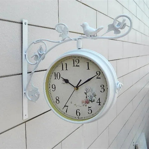 Rural Style Pastoral Wall Clock Wrought Iron Frame, L12 x H12 x W3.5in