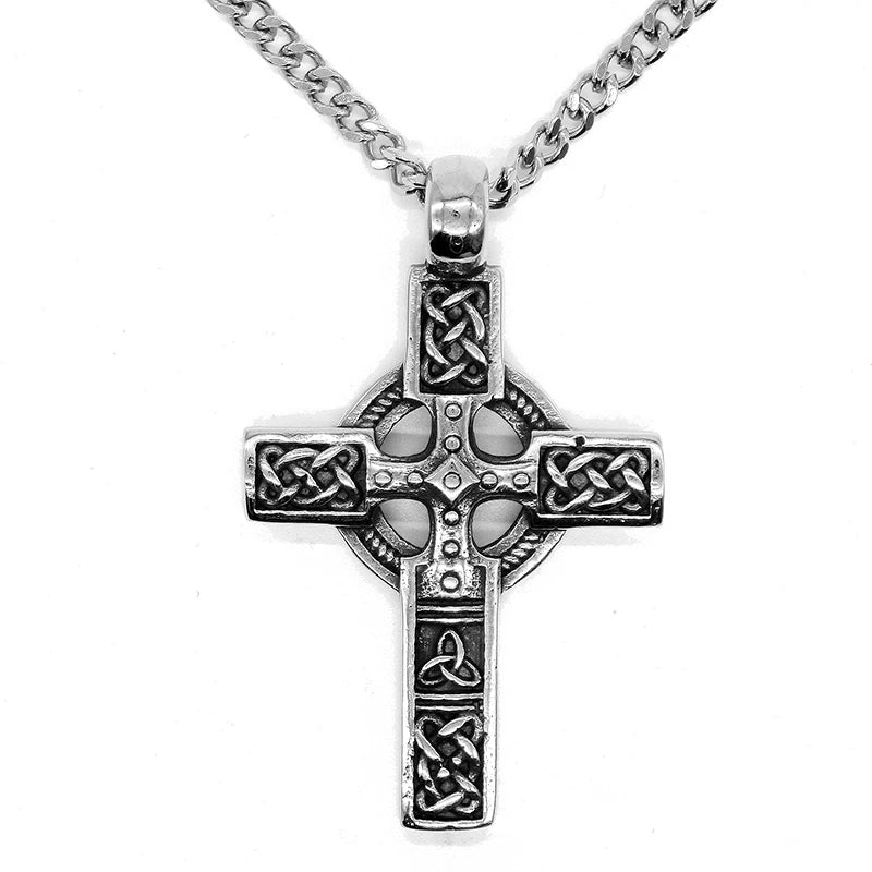 Cross Pendant Necklace Silver Chain Stainless Steel Christian