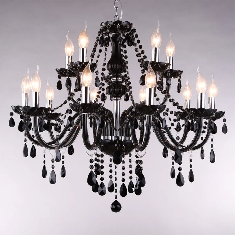 Luxury Black Crystal Chandelier Lighting 18/15/10/8/6 Arms