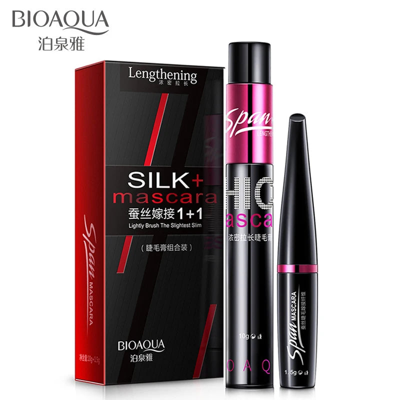 Black Silk Mascara Lengthening Volume 3D Fiber Waterproof 2pcs/lot