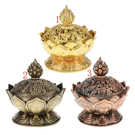 Lotus Incense Smoke Cone Aroma Burner Holder Stove Backflow Censer