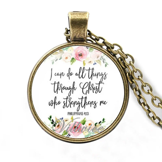 Philippians 4:13 I can do all things through christ who strengthens me Christian Necklace