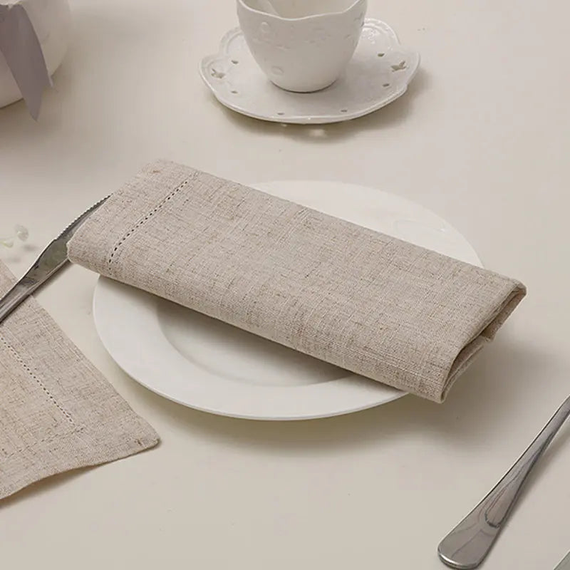 12 Pieces White Hemstitched Cocktail Napkins