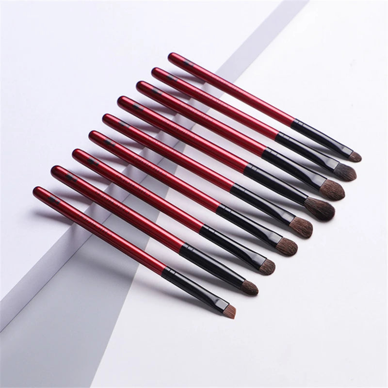 Professional 9Pcs Eye Makeup Brush Set Natural Pony Hair