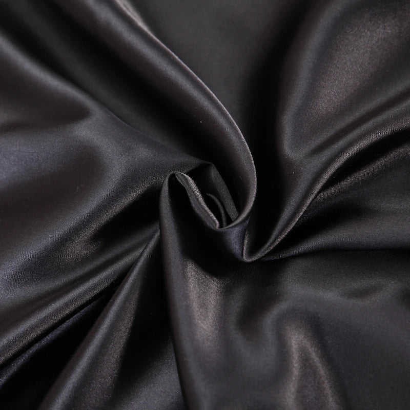 Luxury Satin Black Bedding Set With Duvet Cover