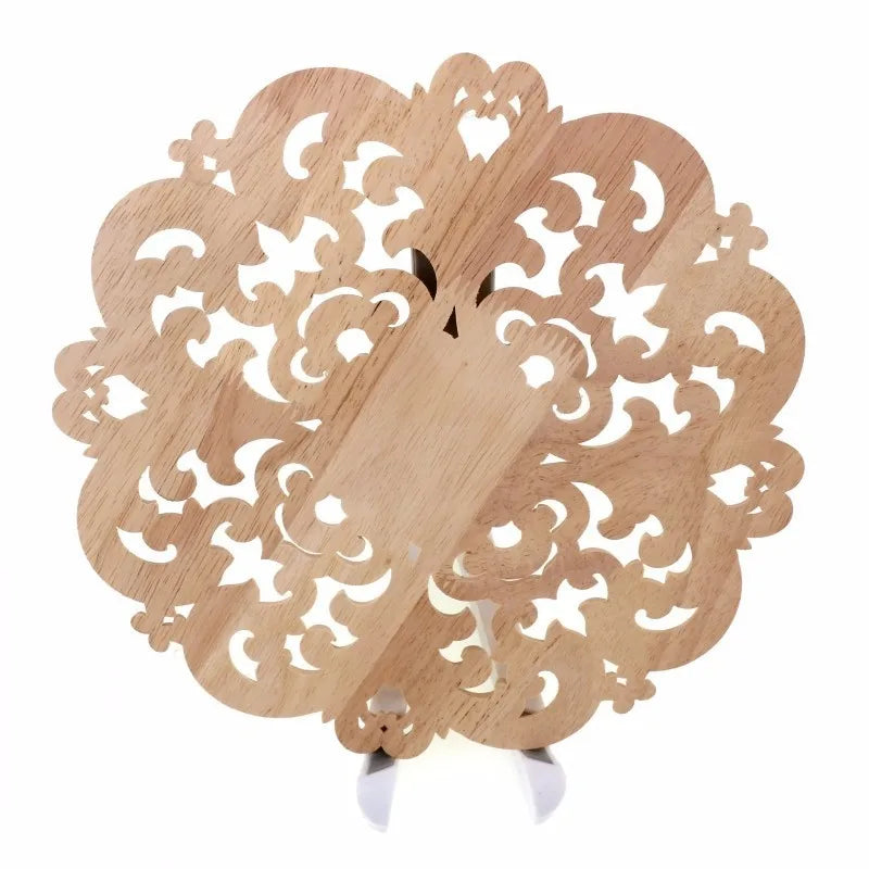 Solid Wood Door Round Applique Flower