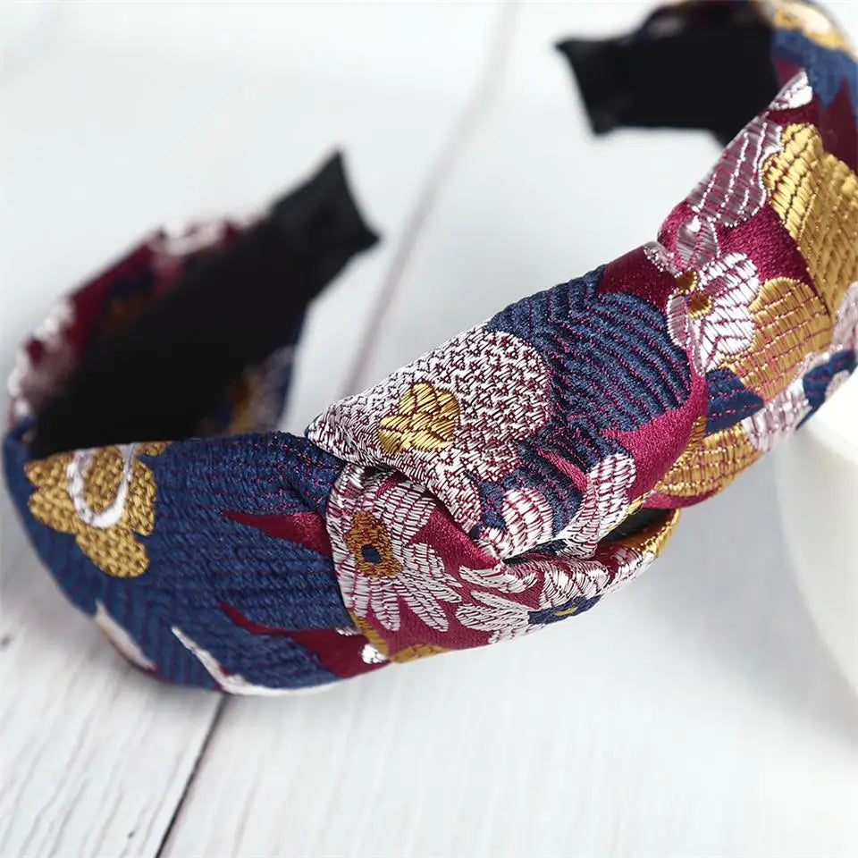 Bezel Vintage Floral Elastic Hairband