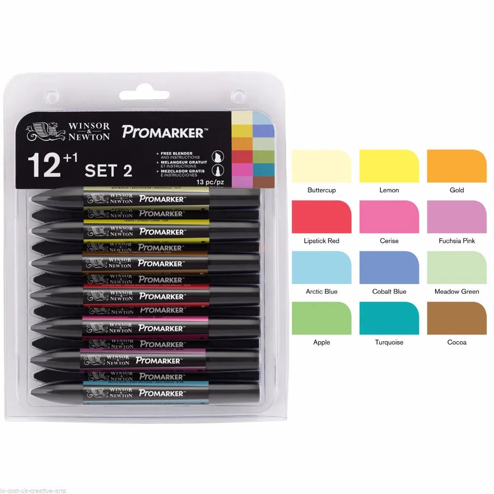 WINSOR & NEWTON Promarker Set Twin Tip Alcohol Based Marker Pens 6/12 Colors Design Professional Marker For Artists