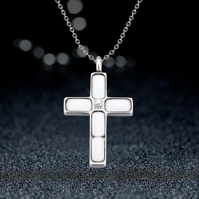 New Elegant Cubic Zircon Cross Christian Necklace