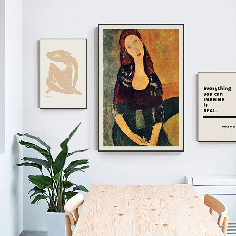 Abstract Modigliani Canvas Painting Print  Matisse Picasso