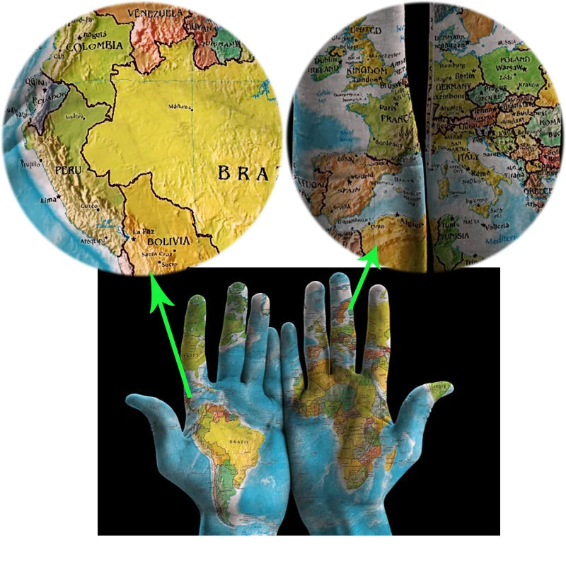 World Map on Hands Canvas Print