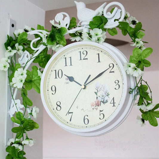 Rural Style Pastoral Wall Clock Wrought Iron Frame, L12 x H12 x W3.5in