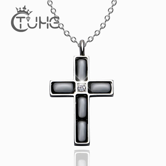 New Elegant Cubic Zircon Cross Christian Necklace