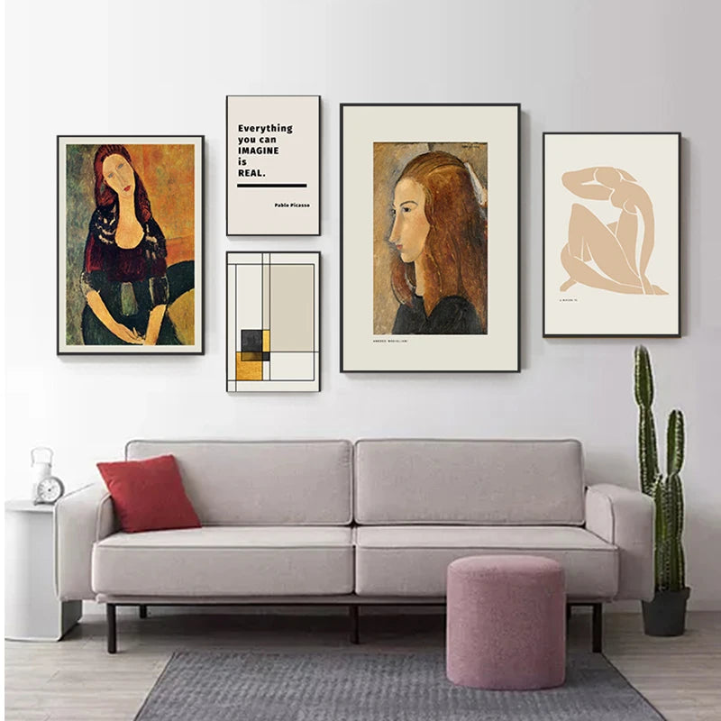 Abstract Modigliani Canvas Painting Print  Matisse Picasso