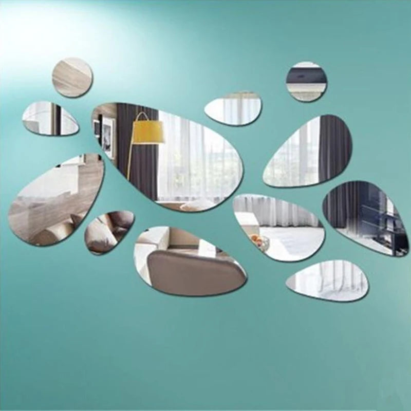 12pcs/set 3d Diy wall sticker decoration mirror