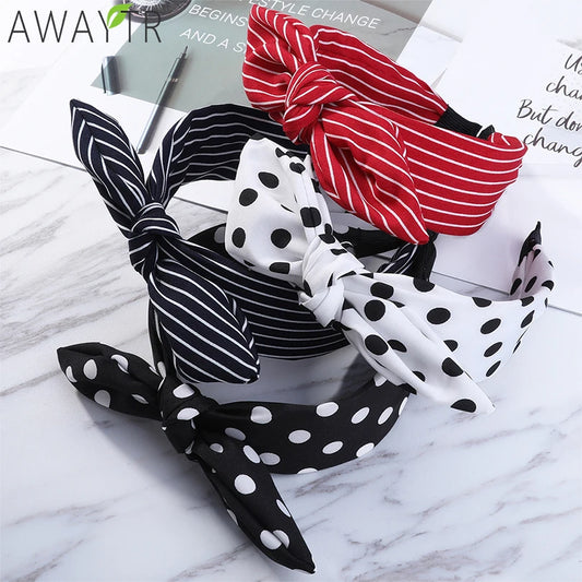 Side Bow Cloth Striped Headband