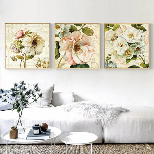 Classical Flower Canvas Painting Print