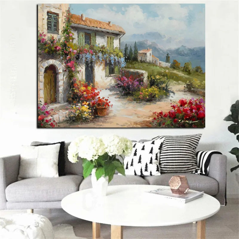 Mediterranean Sea Garden Landscape Canvas Print