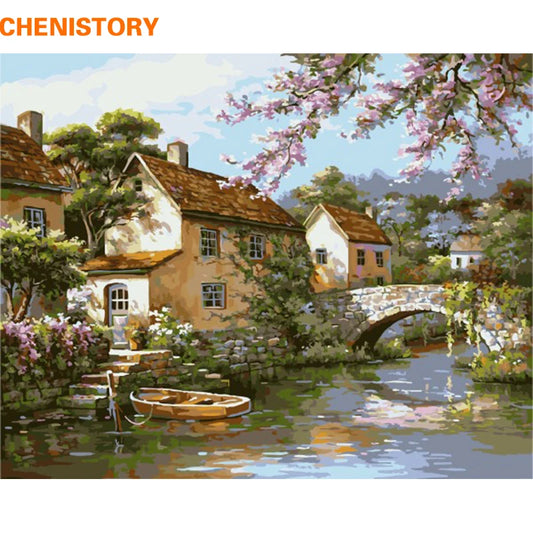 DIY Oil Painting By Numbers Wall Art Pictures Landscape Canvas Painting