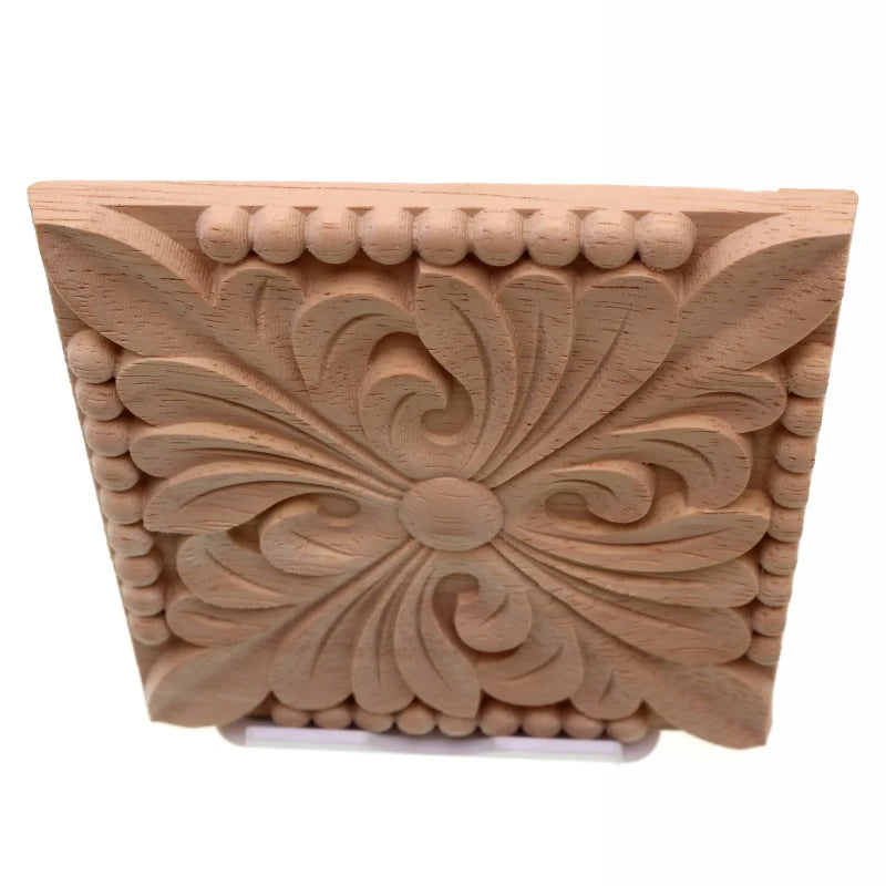 Natural Wood Appliques Square Flower