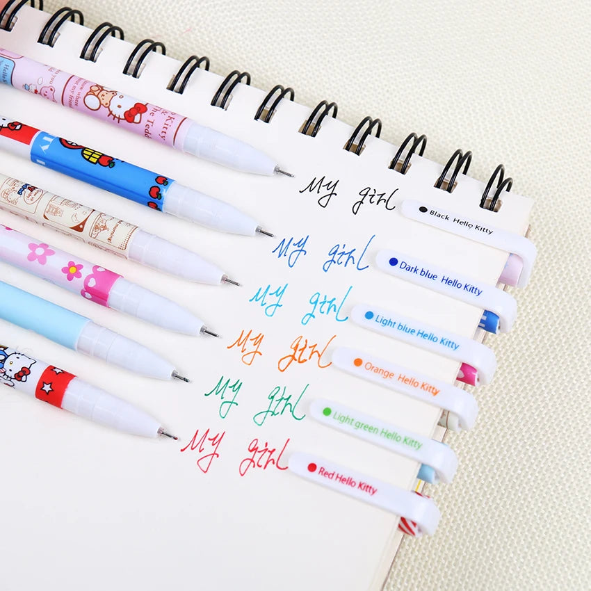 Color Gel Pen Starry Pattern Cute Kitty Hero Roller Ball Pens, 6 PCS / set