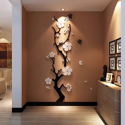 Plum flower 3d Acrylic mirror wall stickers