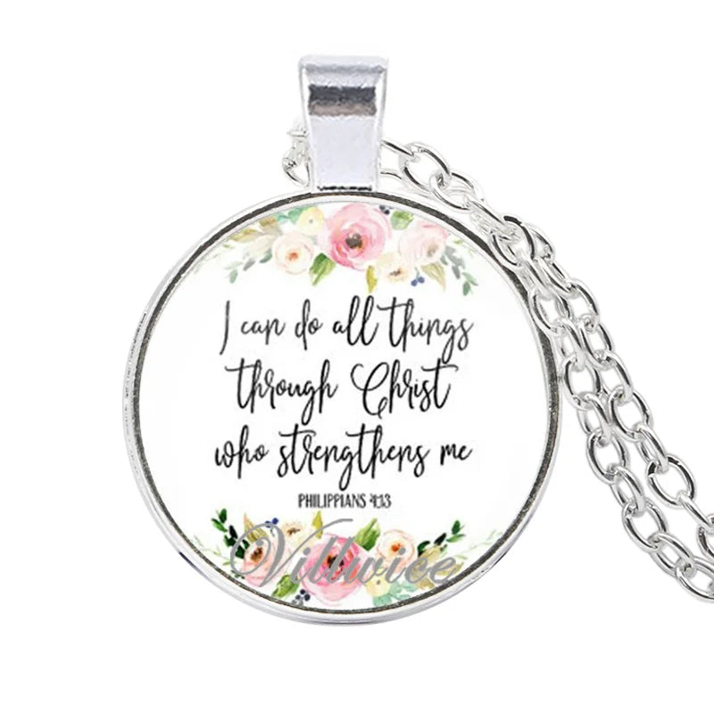 Philippians 4:13 I can do all things through christ who strengthens me Christian Necklace