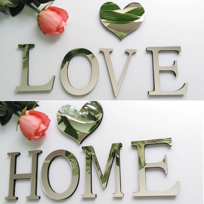 3d Mirror Wall Stickers Alphabet Acrylic