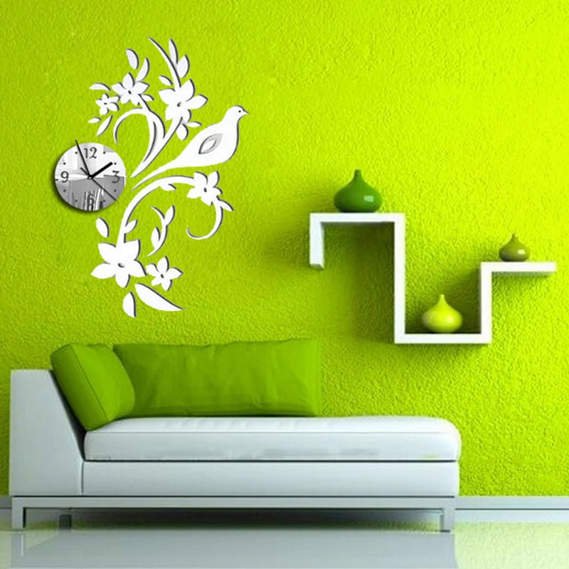 DIY Wall Clock Modern Design Acrylic Mirror 18X18IN